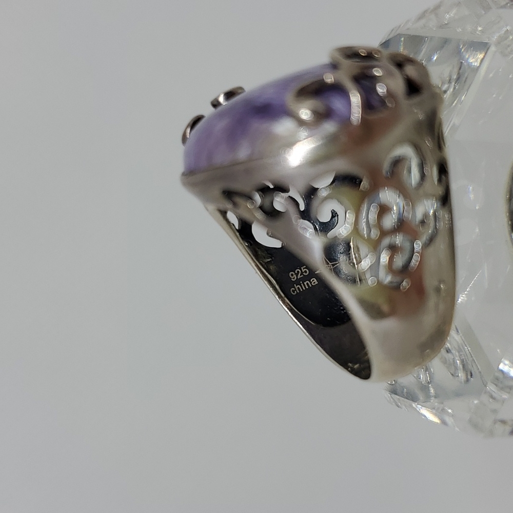 Purple Charoite and Silver Ring - Picture 4 of 6